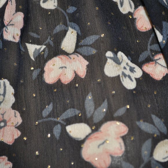 jon & anna contemporary womens black floral top sheer & sparkle sz large (32G) - Picture 8 of 9